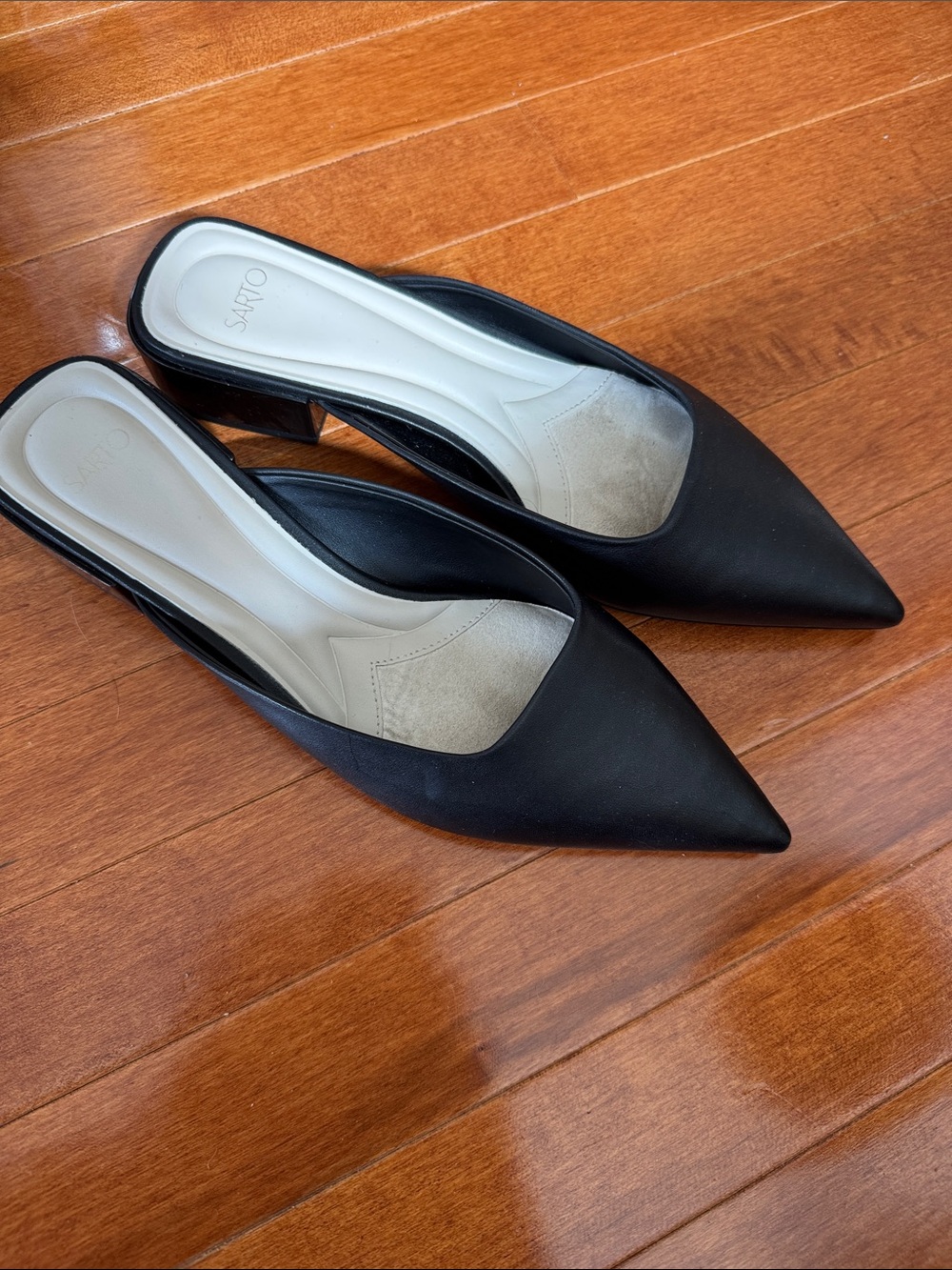 SARTO By Franco Sarto Black Pointed Toe Slip-On Mules
